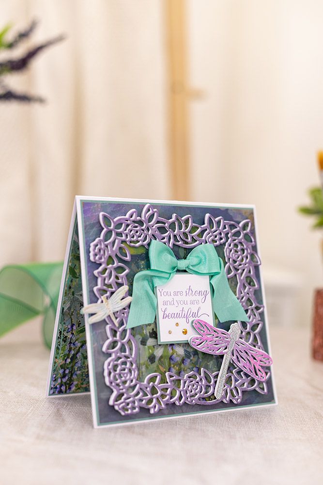 Sara Signature Dancing Dragonfly Die - Water Lily Frame