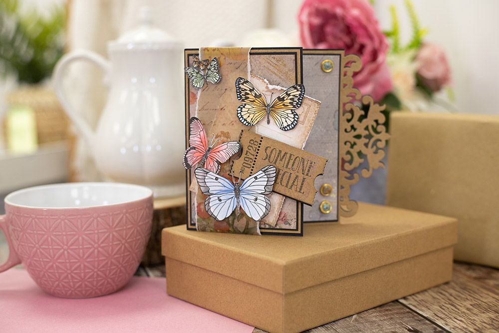 Sara Signature - Vintage Butterflies - Clear Acrylic Stamp - Beautiful Butterflies