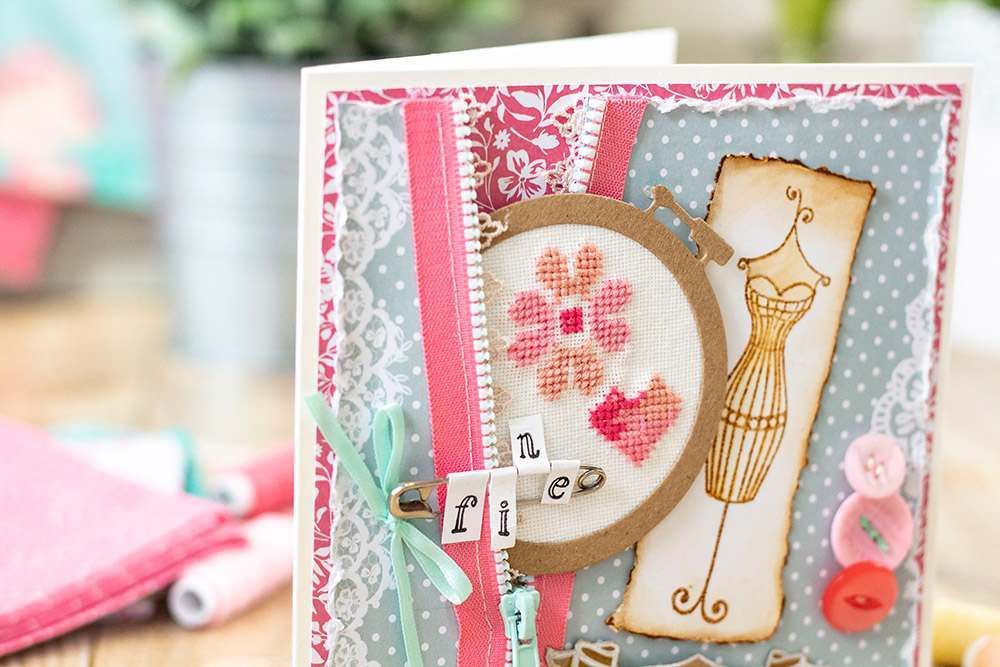 Sara Signature Sew Lovely Clear Acrylic Stamp - Cross Stitch Adornments