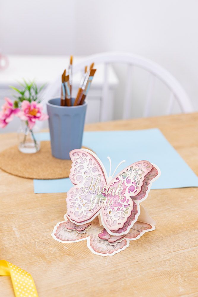 Gemini Shaped Easel Create a Card Die - Exquisite Butterfly