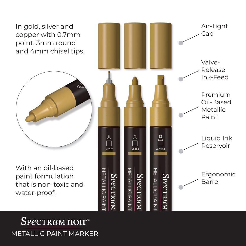 Spectrum Noir-Metallic Paint Marker (3PC) - Molten Copper