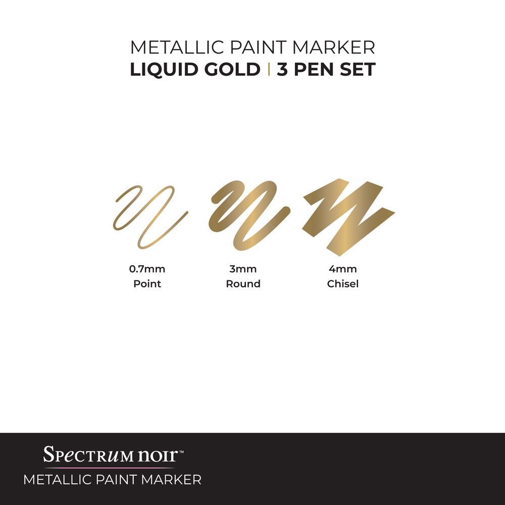 Spectrum Noir-Metallic Paint Marker (3PC) - Liquid Gold