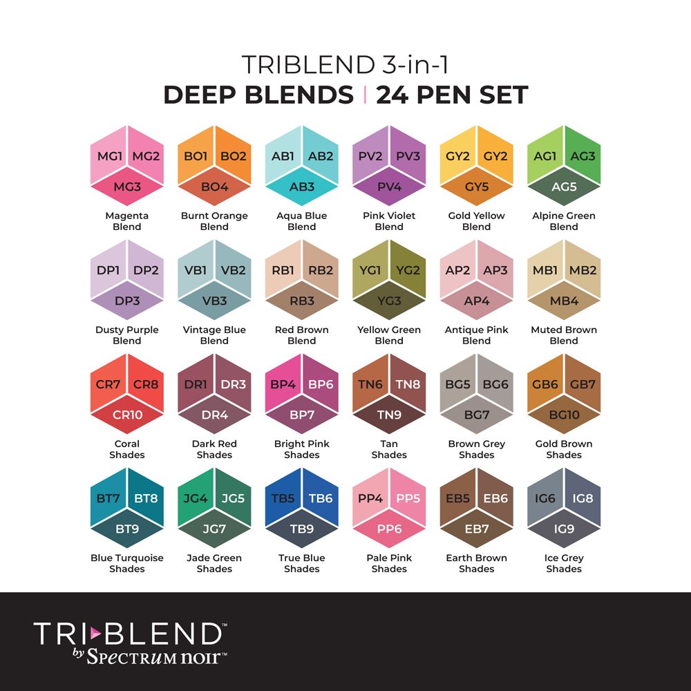 TriBlend 24 PC Marker Set by Spectrum Noir - Deep Blends