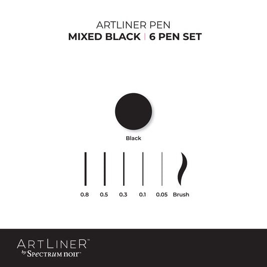 Spectrum Noir Artliner - Black - Fine & Brush (6pc)