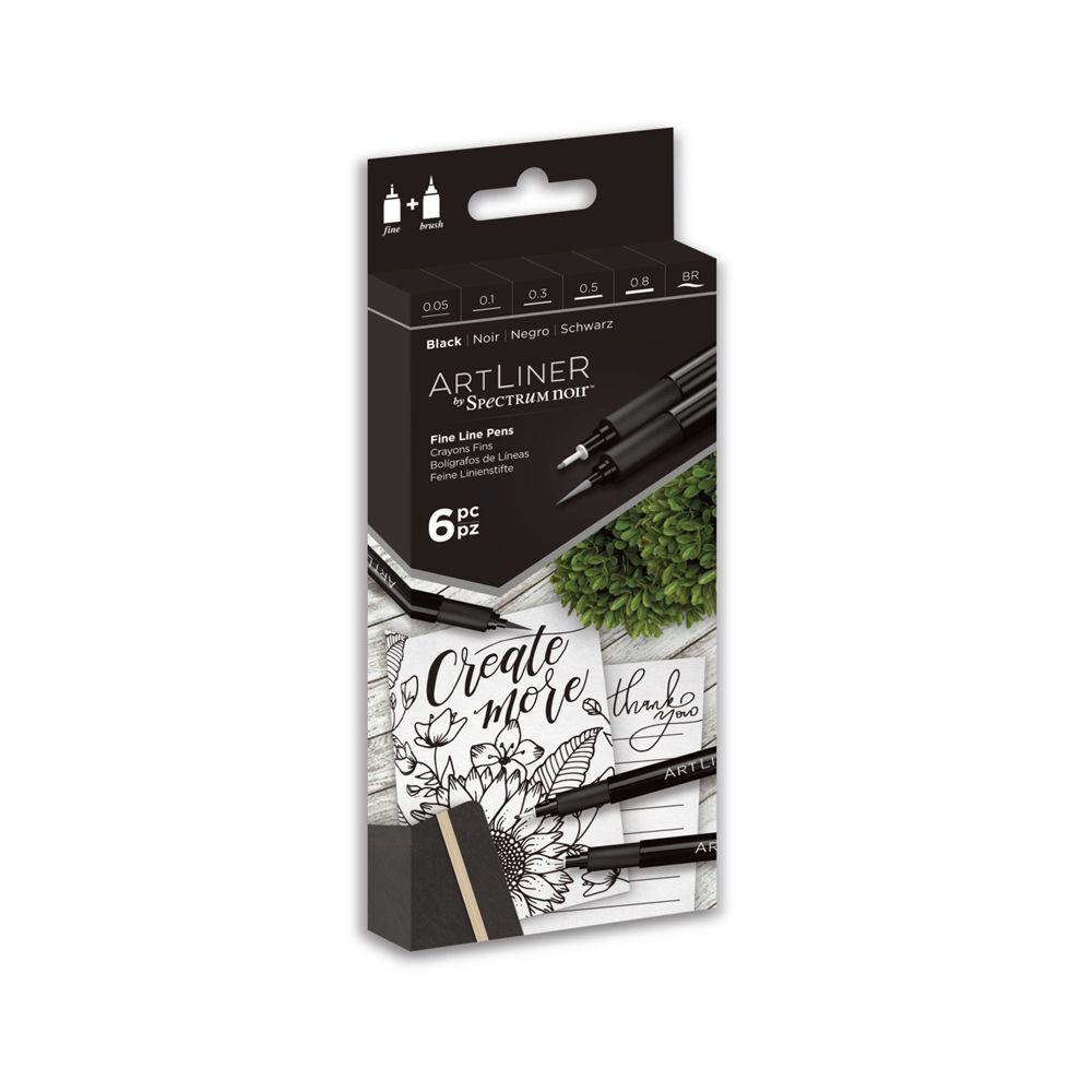 Spectrum Noir Artliner - Black - Fine & Brush (6pc)