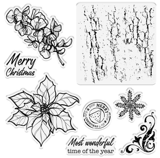 Crafters Companion - Clear Acrylic Stamp - Christmas Poinsettia