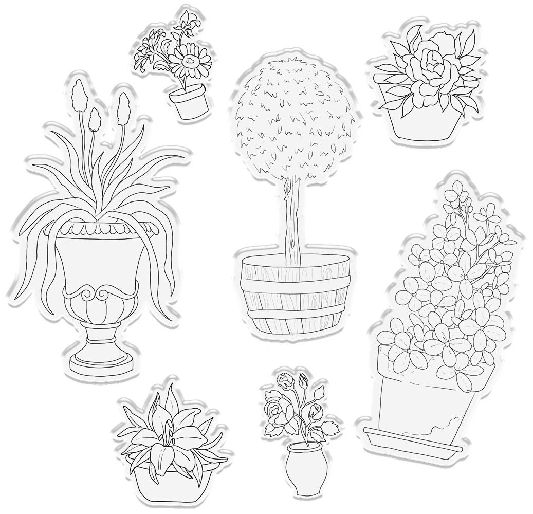 Sara Signature Country Lane Stamp and Die - Perennials in Pots