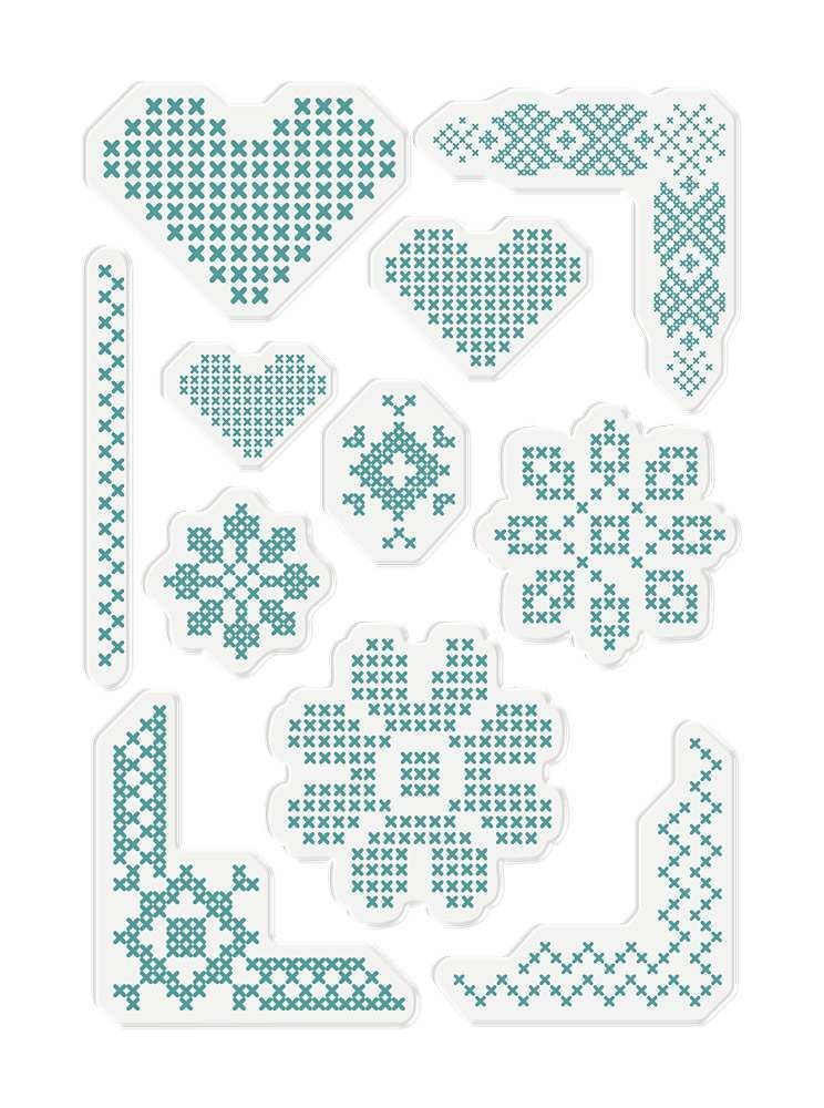 Sara Signature Sew Lovely Clear Acrylic Stamp - Cross Stitch Adornments