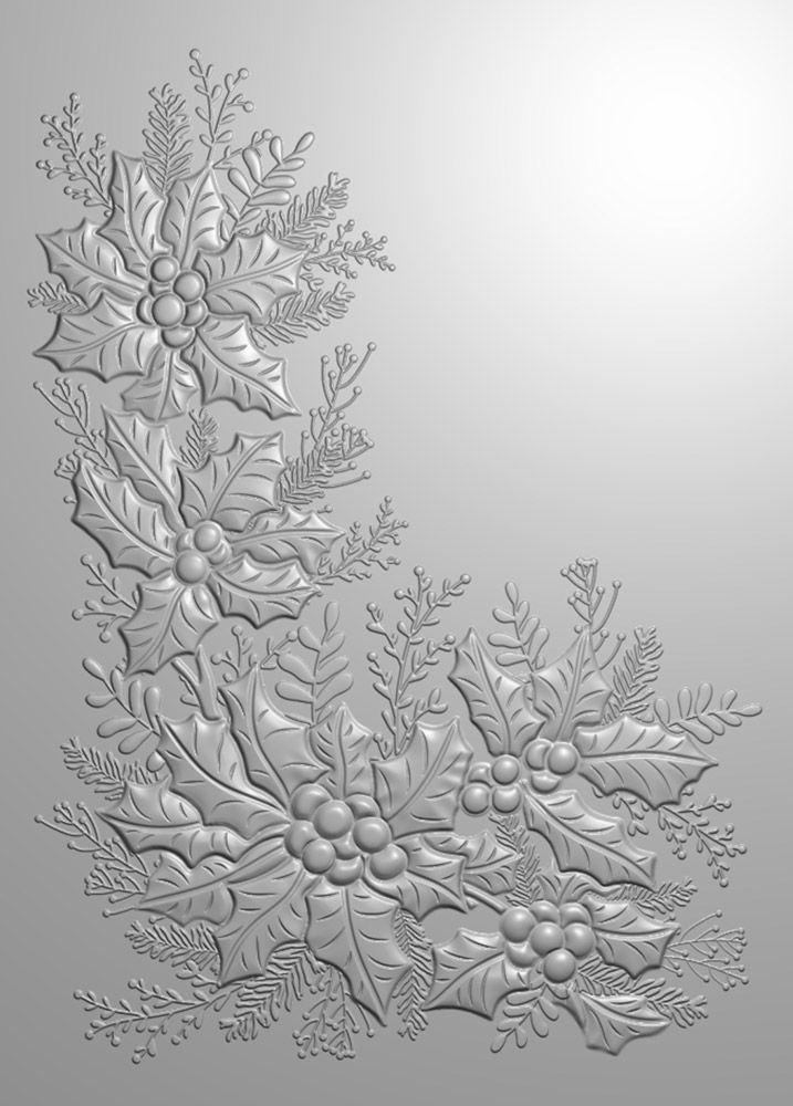 Embossing Folder - Tis the Season - Flourishing Holly Corner