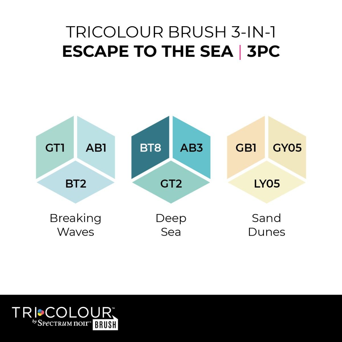 Spectrum Noir TriColour Brush 3 Piece - Escape to the Sea