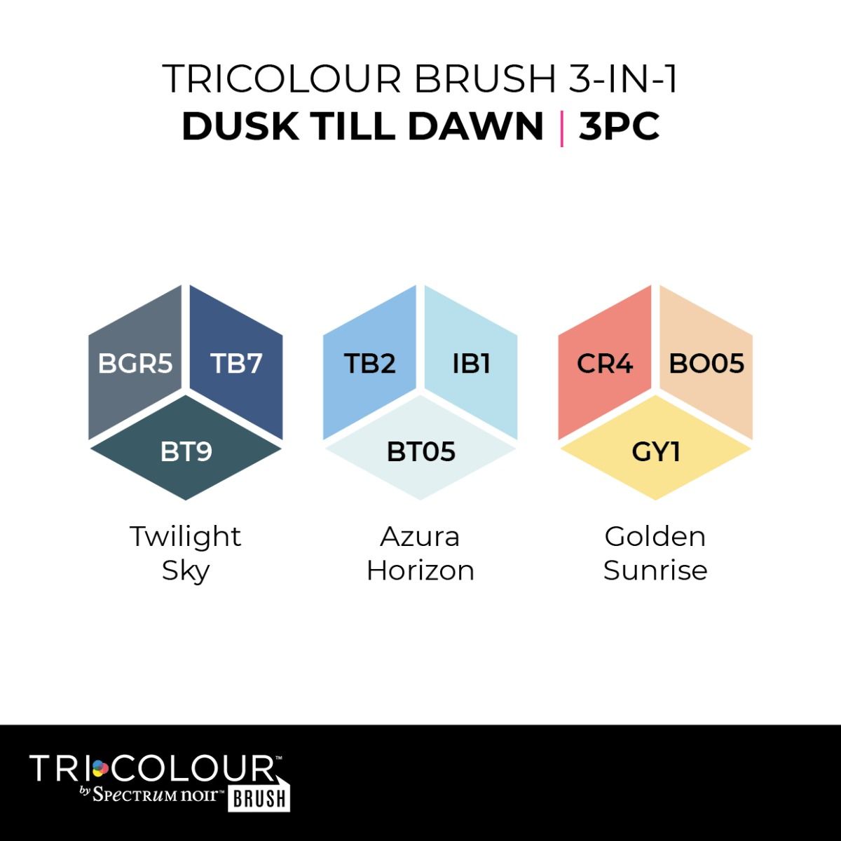 Spectrum Noir TriColour Brush 3 Piece - Dusk Till Dawn