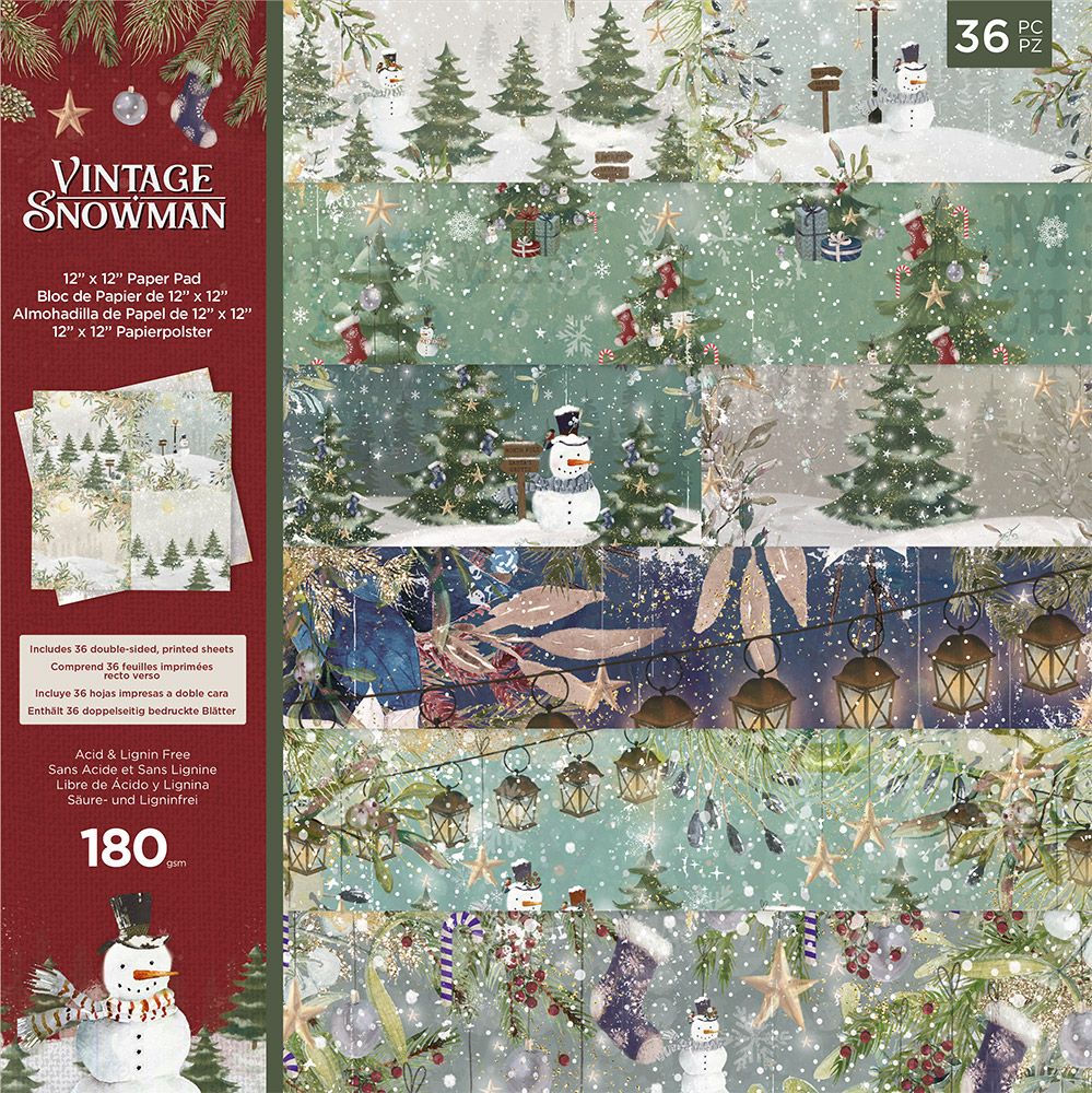 Vintage Snowman 12 x 12" Paper Pad