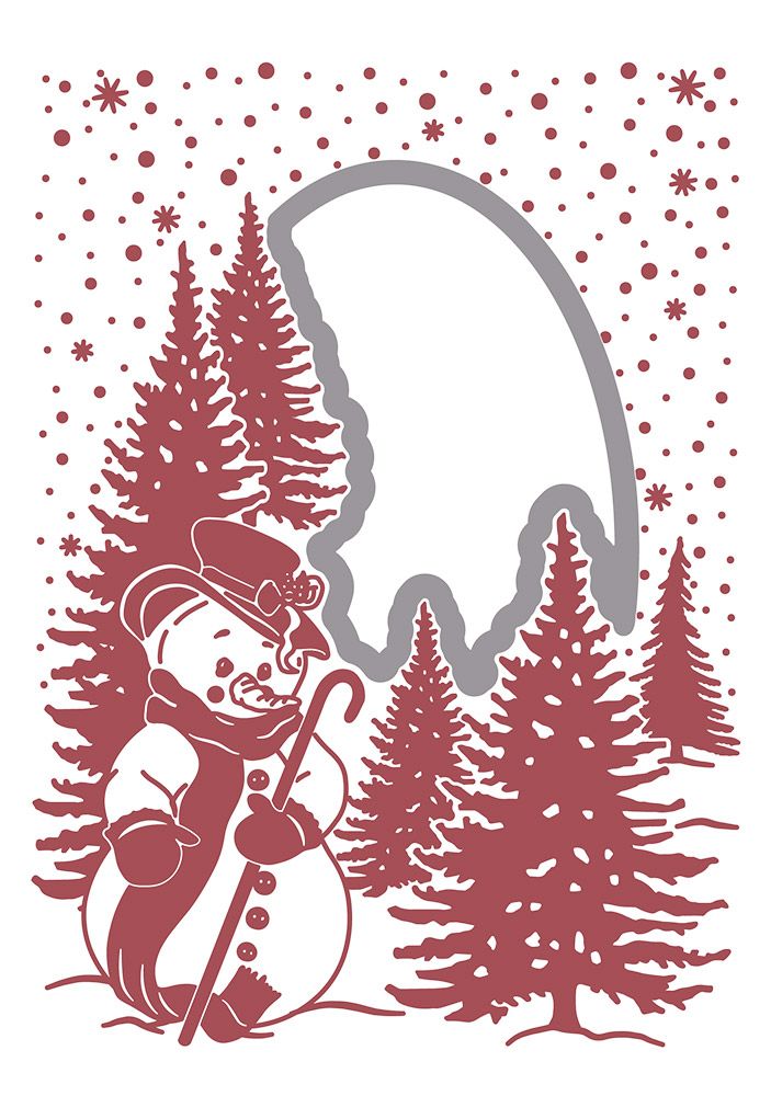 Vintage Snowman 5 x 7" Cut and Emboss Folder - Wintry Scene