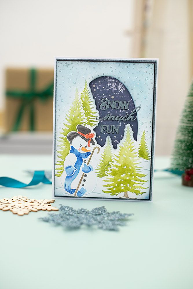 Vintage Snowman 5 x 7" Cut and Emboss Folder - Wintry Scene