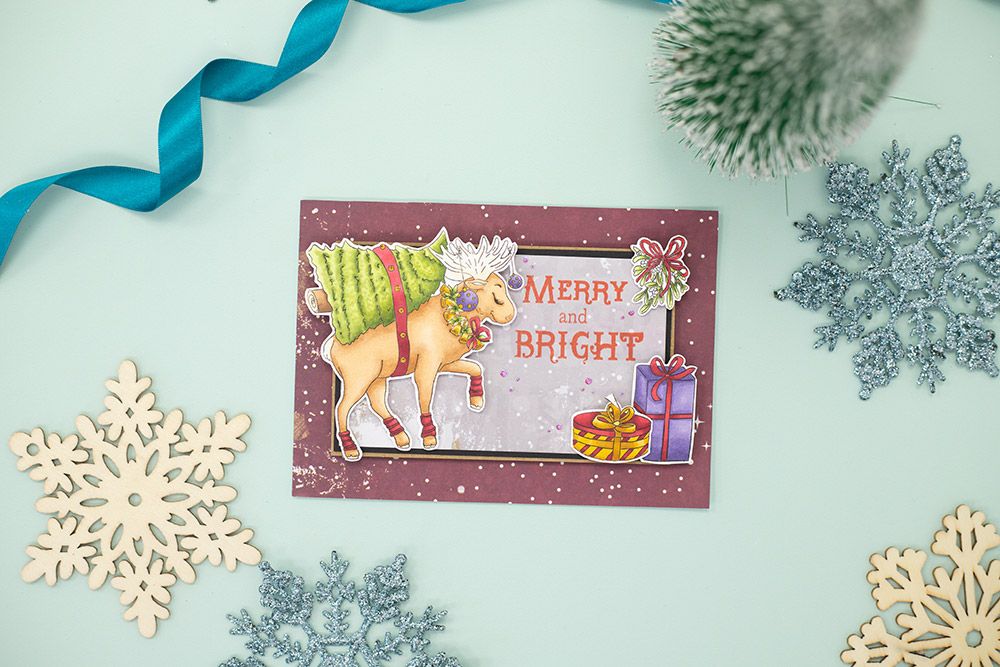 Vintage Snowman Clear Acrylic Stamp - Merry and Bright