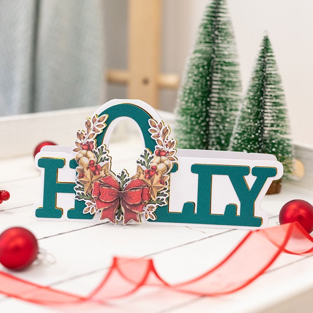 Gemini Winter Floral Expressions Die - Shaped Word - Holly