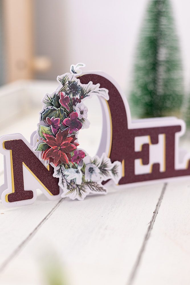 Gemini Winter Floral Expressions Die - Shaped Word - Noel