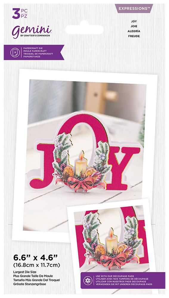 Gemini Winter Floral Expressions Die - Shaped Word - Joy