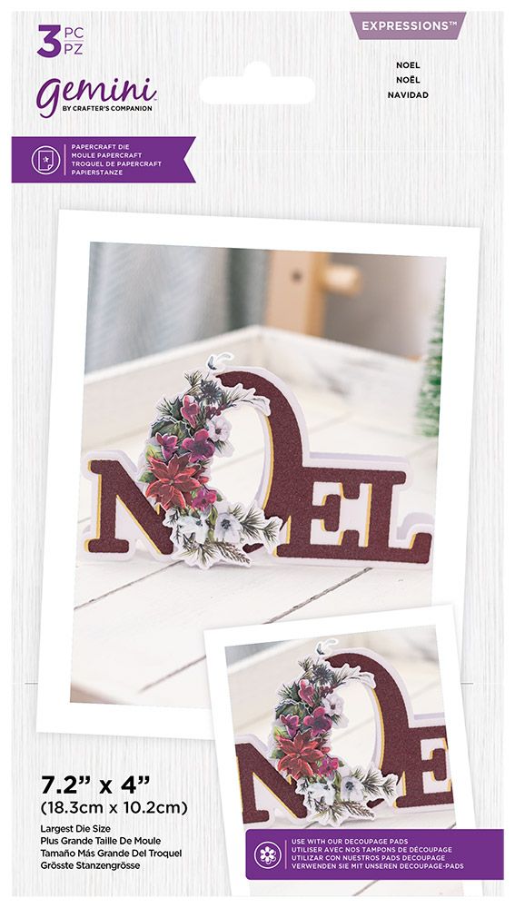 Gemini Winter Floral Expressions Die - Shaped Word - Noel