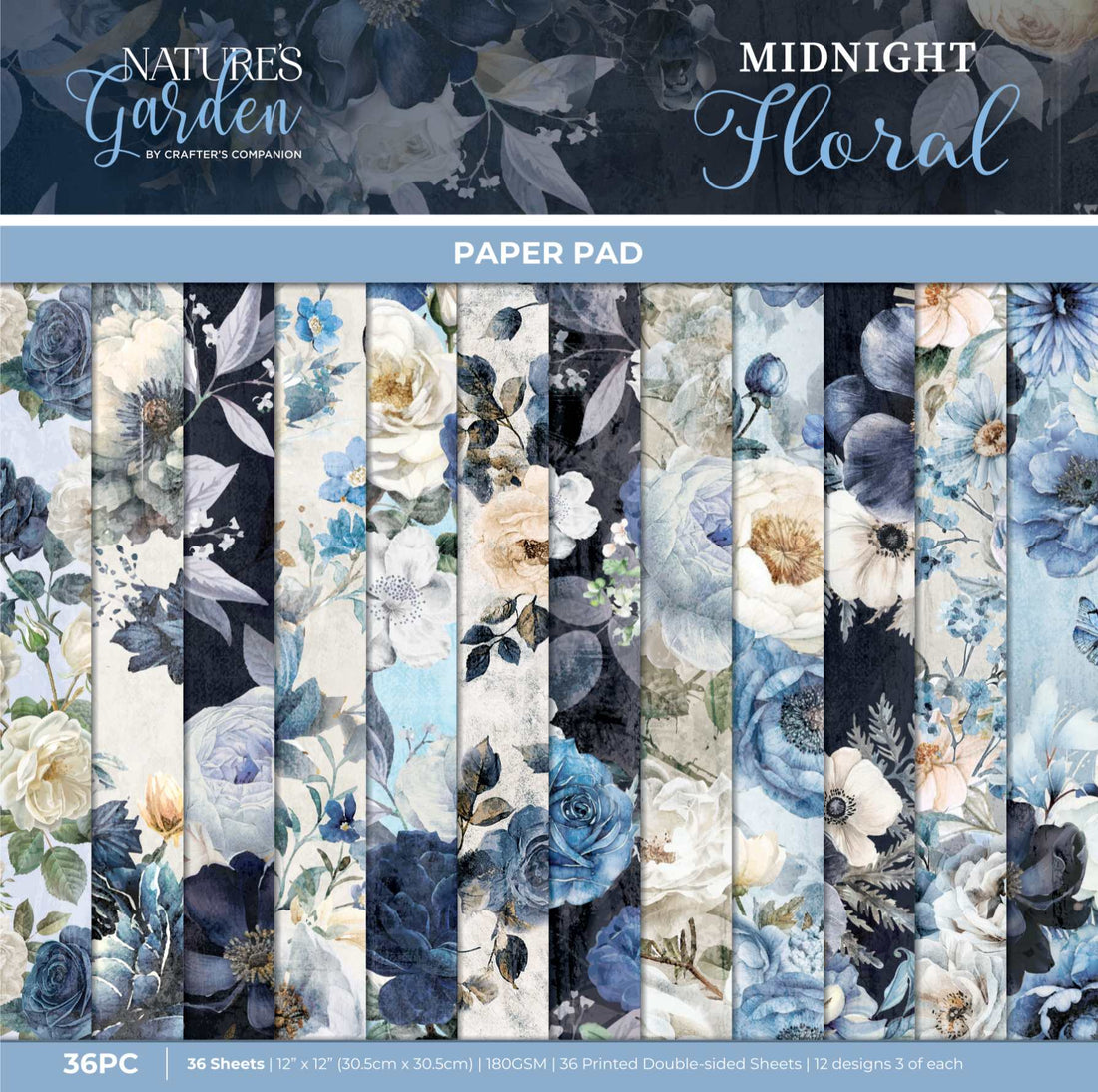 Crafter's Companion Nature's Garden Midnight Floral paper pad