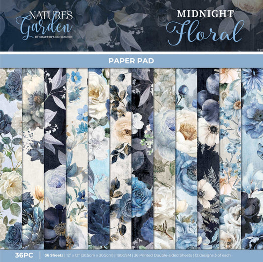 Crafter's Companion Nature's Garden Midnight Floral paper pad