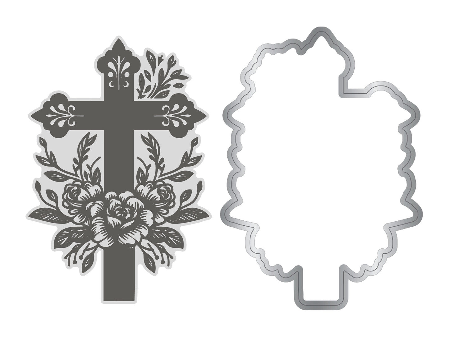 Ornate Floral Cross LetterPress Press Plate & Metal Die Set