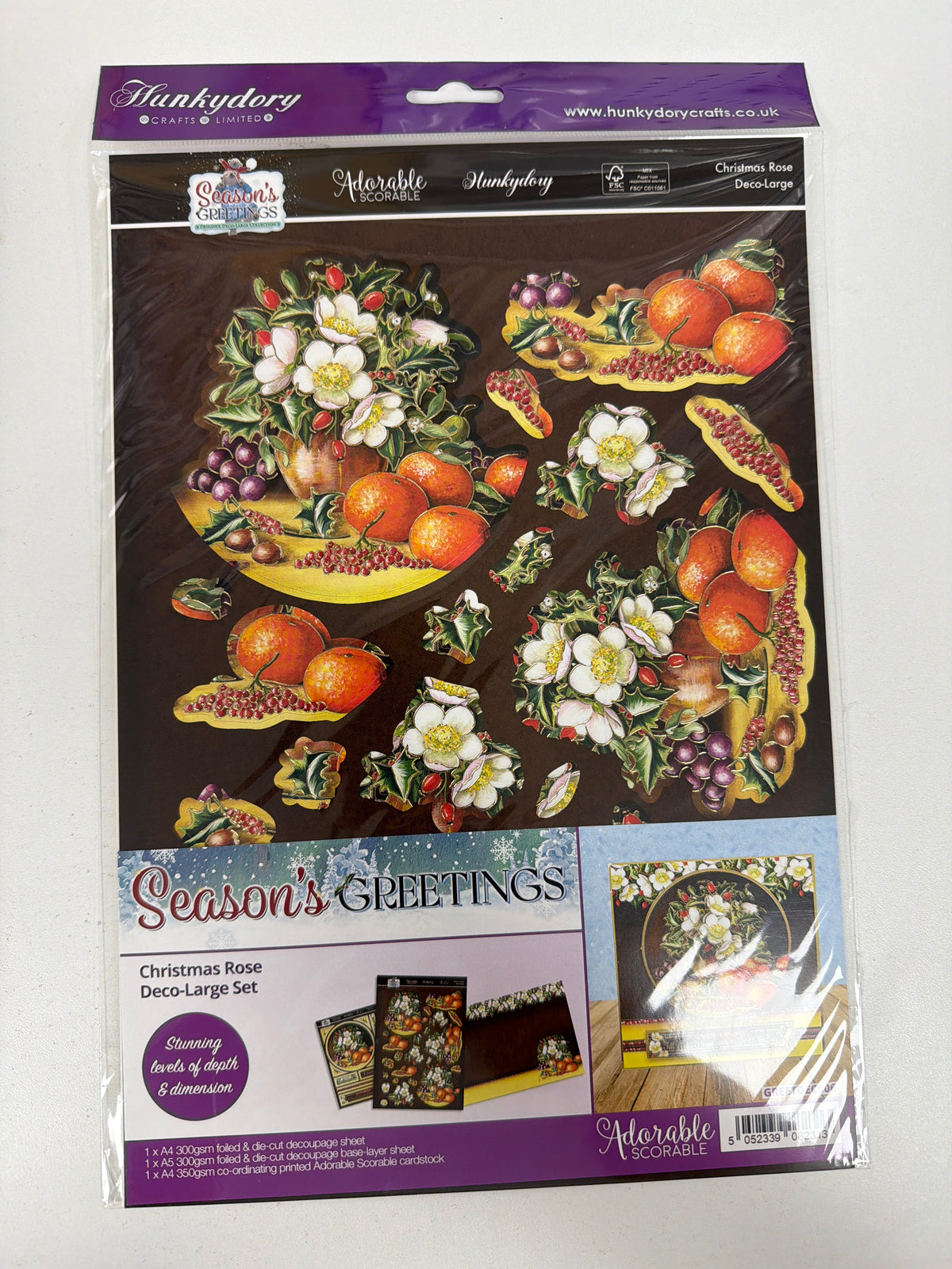 Season's Greetings Deco-Large Set - Christmas Rose