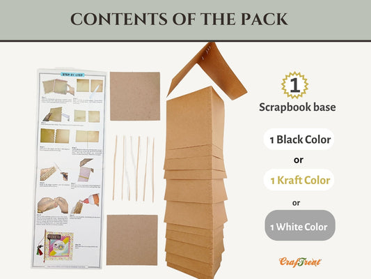CrafTreat Piano Hinge Book DIY Scrapbook Blanks - White