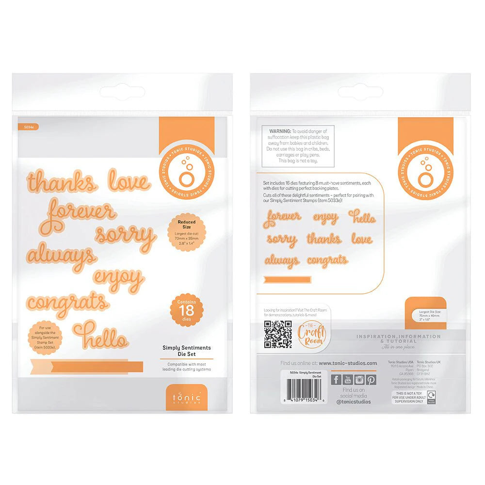 Tonic Studios - Simply Sentiment Die Set - 5034E