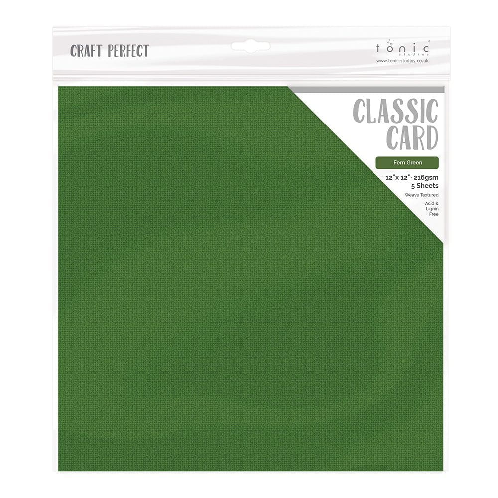 Craft Perfect 12x12 Weave Textured Classic Cardstock Pack-Fern Green