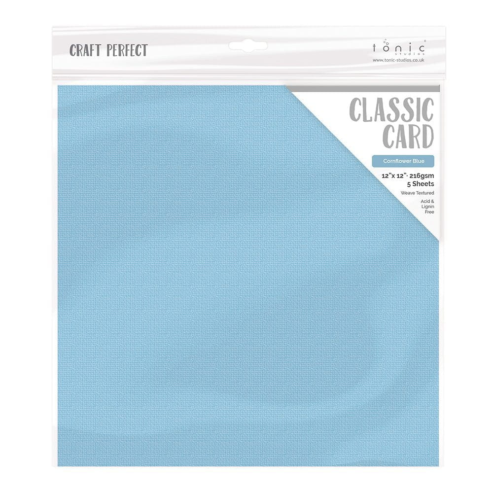 Craft Perfect 12x12 Weave Textured Classic Cardstock Pack-Cornflower Blue