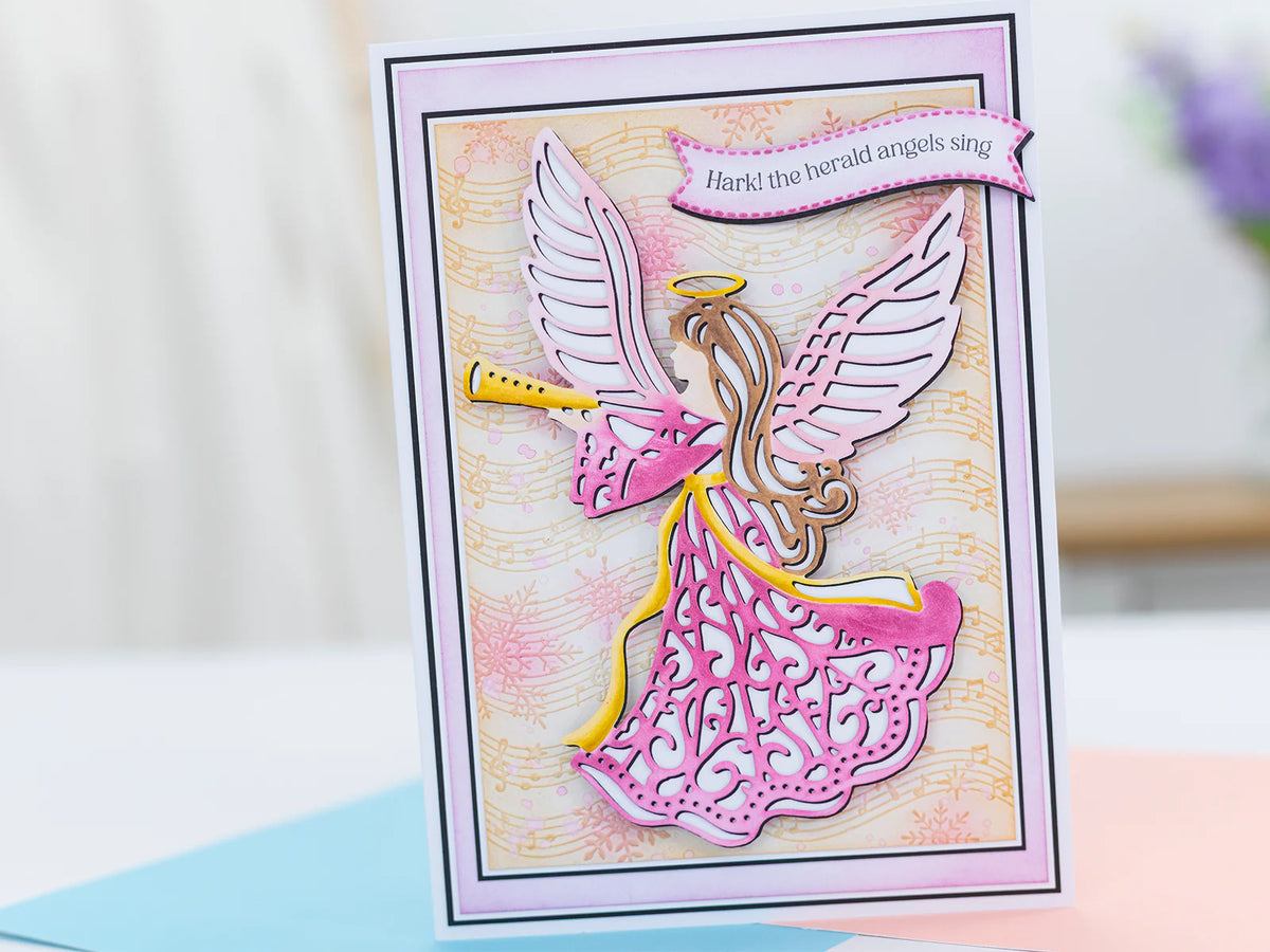 Crafter Companion Joyous Angel Stamp and Die - Joy to the World
