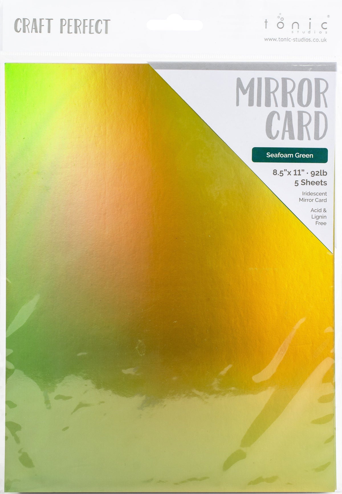 Craft Perfect 8.5x11 Iridescent Mirror Cardstock Pack - Seafoam Green