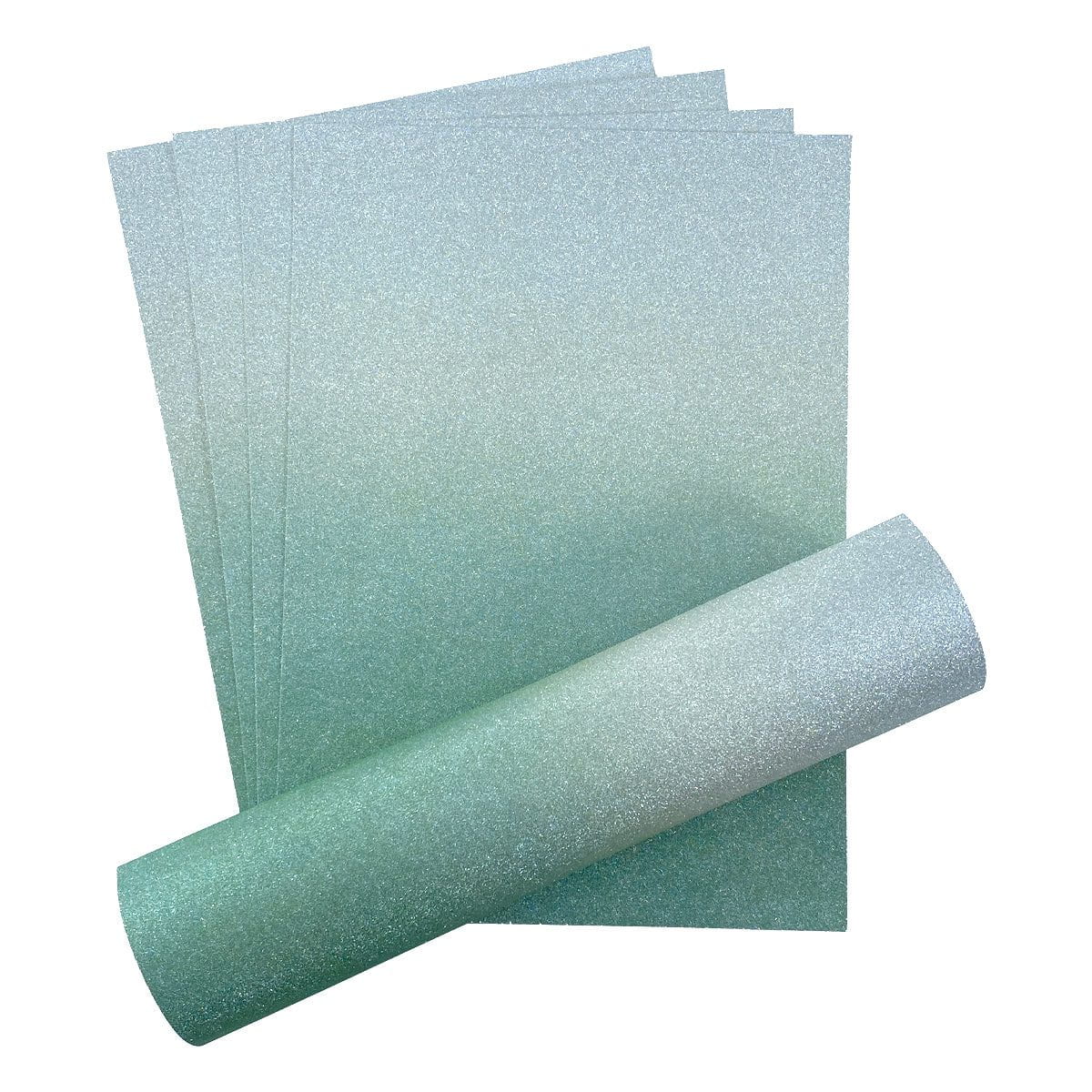 Craft Perfect Glitter Ombre Cardstock Pack - Opalescent Green