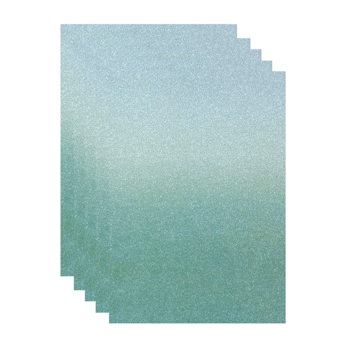 Craft Perfect Glitter Ombre Cardstock Pack - Opalescent Green