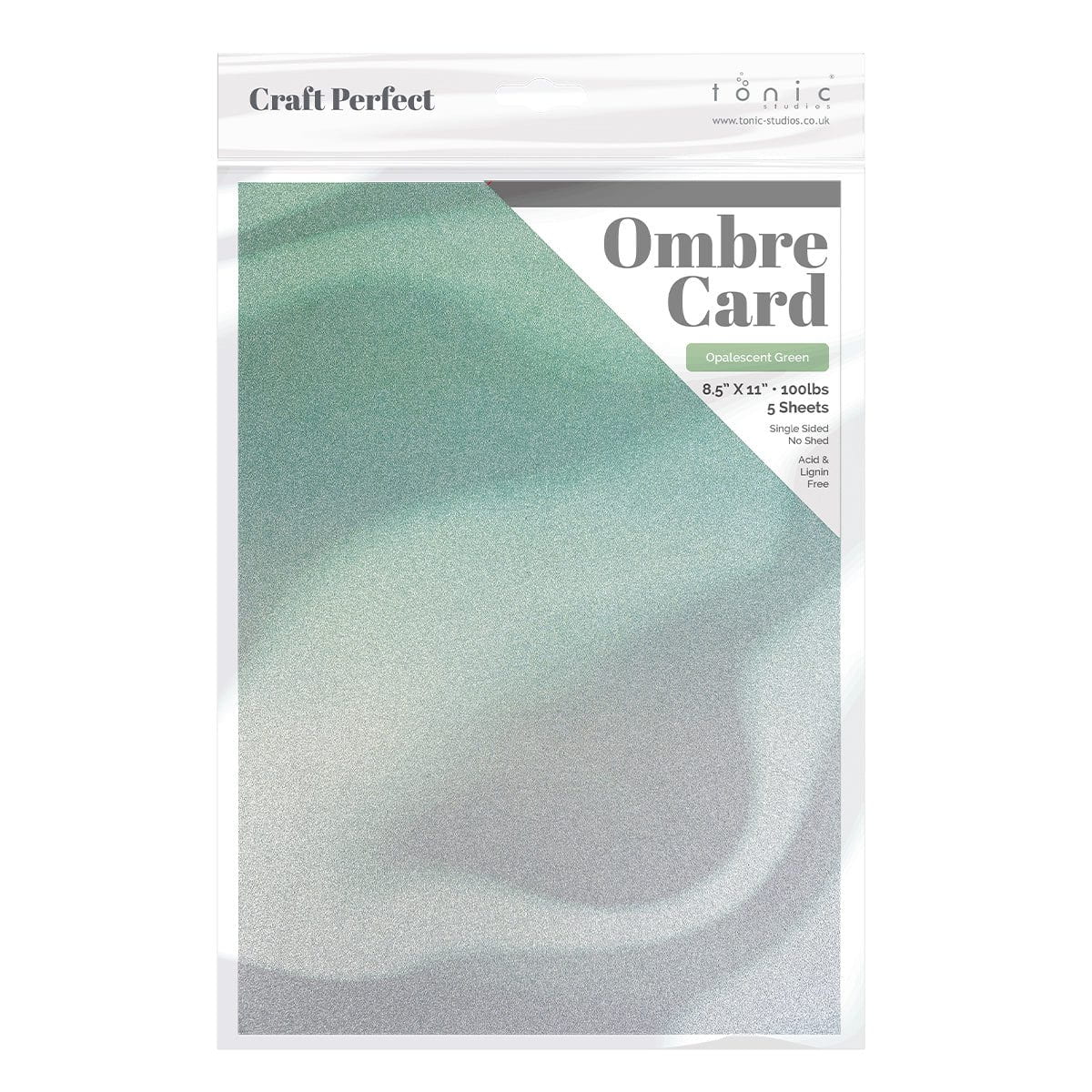Craft Perfect Glitter Ombre Cardstock Pack - Opalescent Green