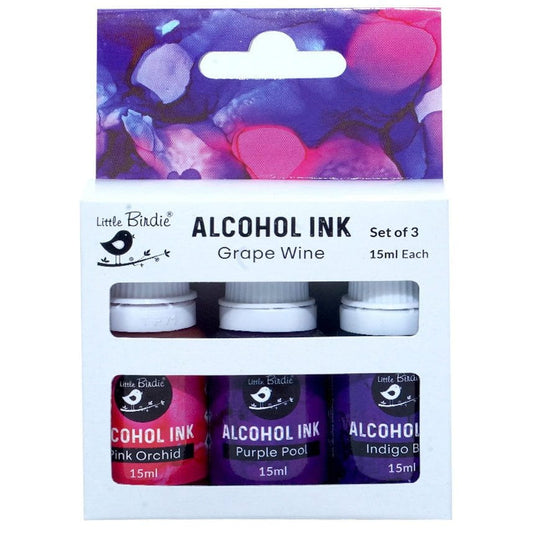 Little Birdie Alcohol Ink, Set of 3-Grape Wine