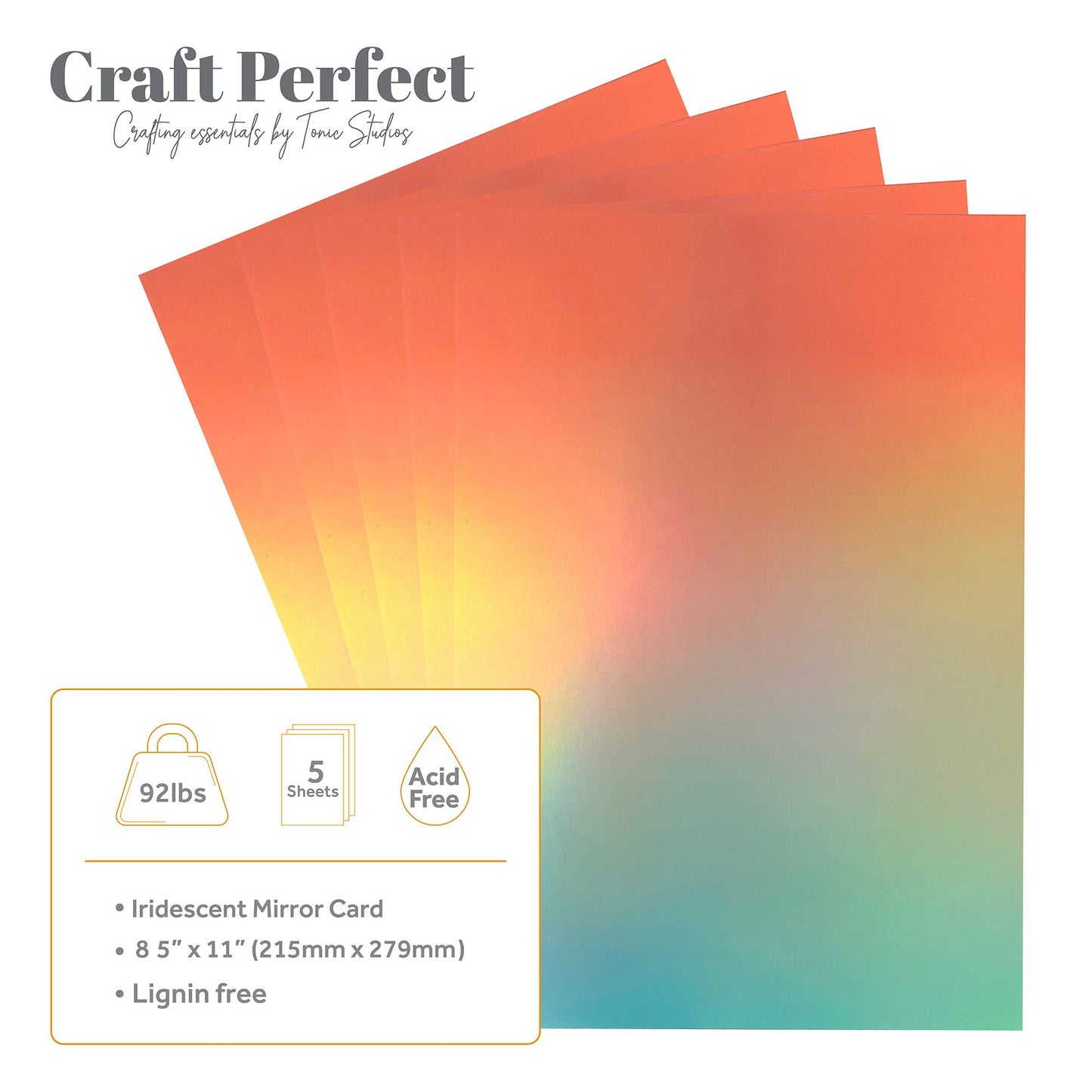 Craft Perfect 8.5x11 Iridescent Mirror Cardstock Pack - Blushing Mermaid