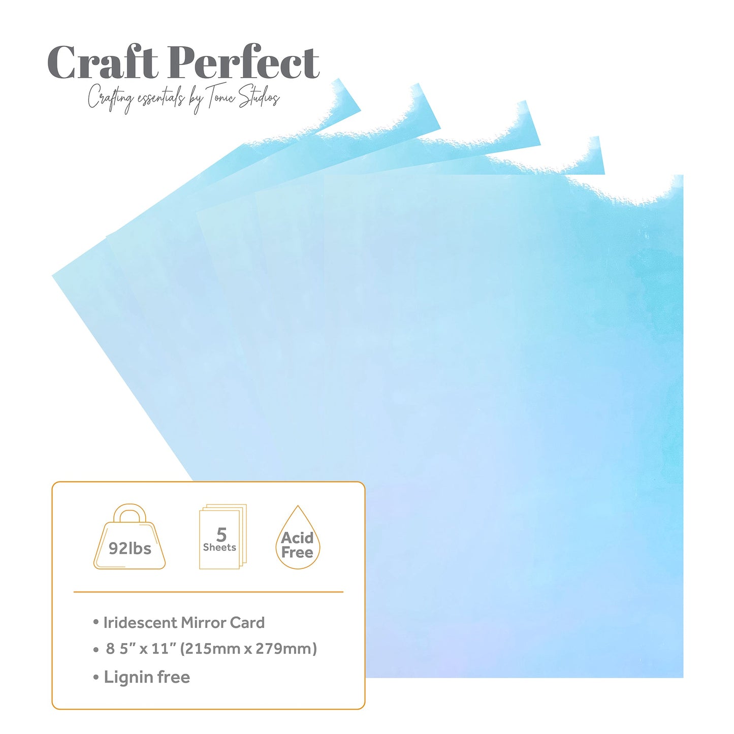 Craft Perfect 8.5x11 Iridescent Mirror Cardstock Pack - Bejeweled Blue