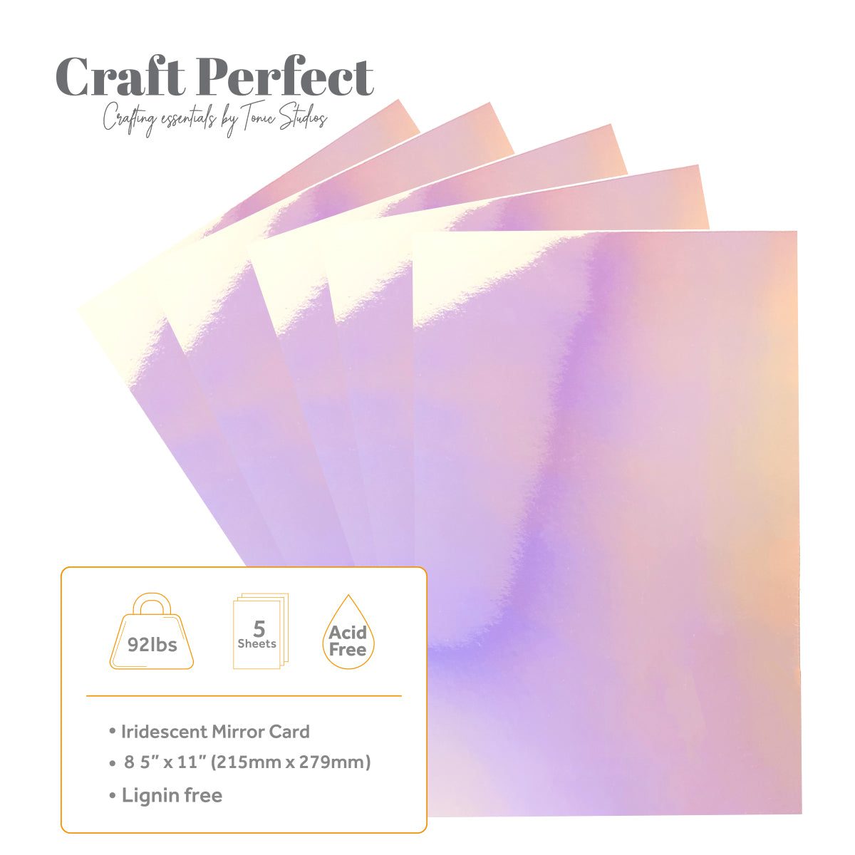 Craft Perfect 8.5x11 Iridescent Mirror Cardstock Pack - Prismatic Pink