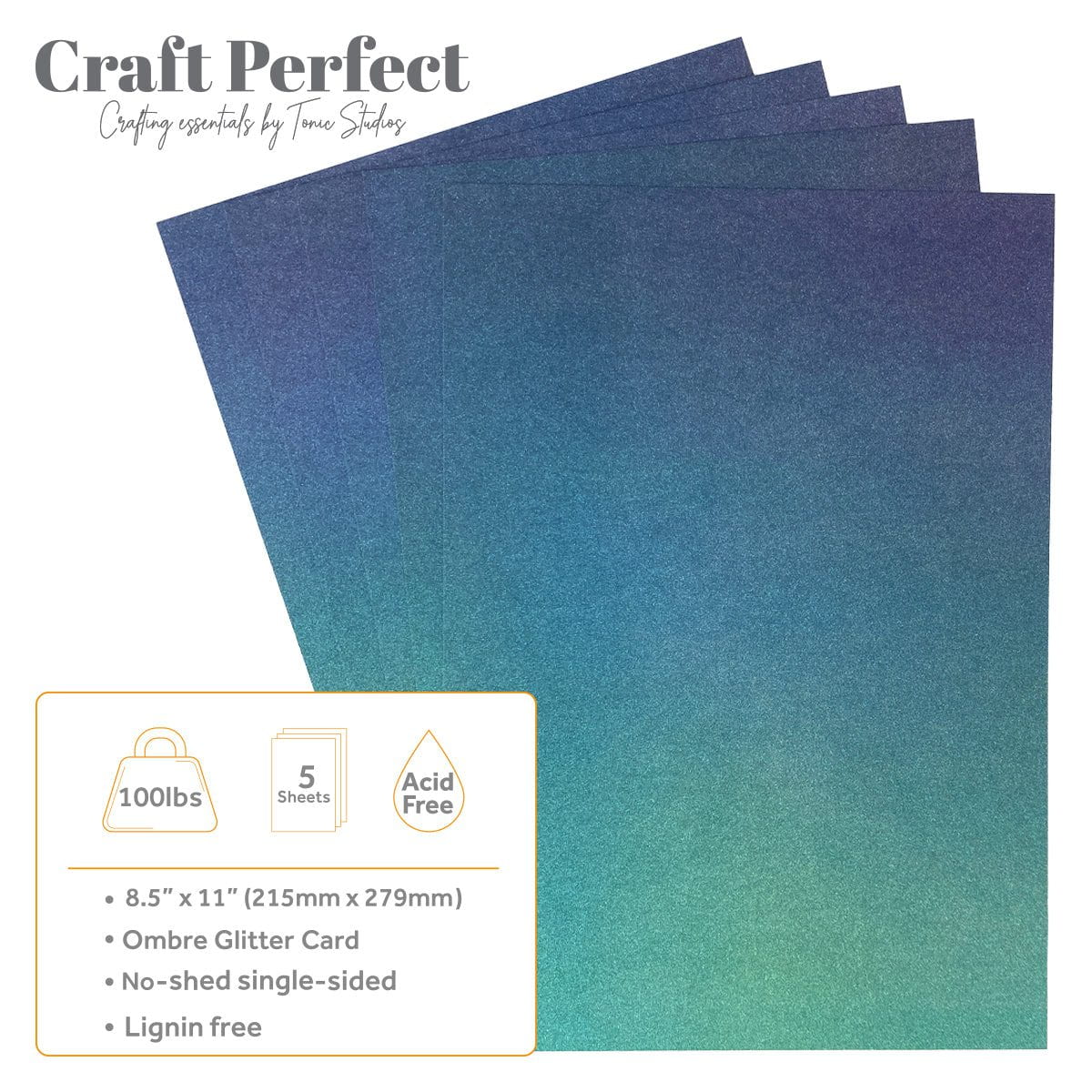 Craft Perfect 8.5x11 Iridescent Mirror Cardstock Pack - Tidal Wave