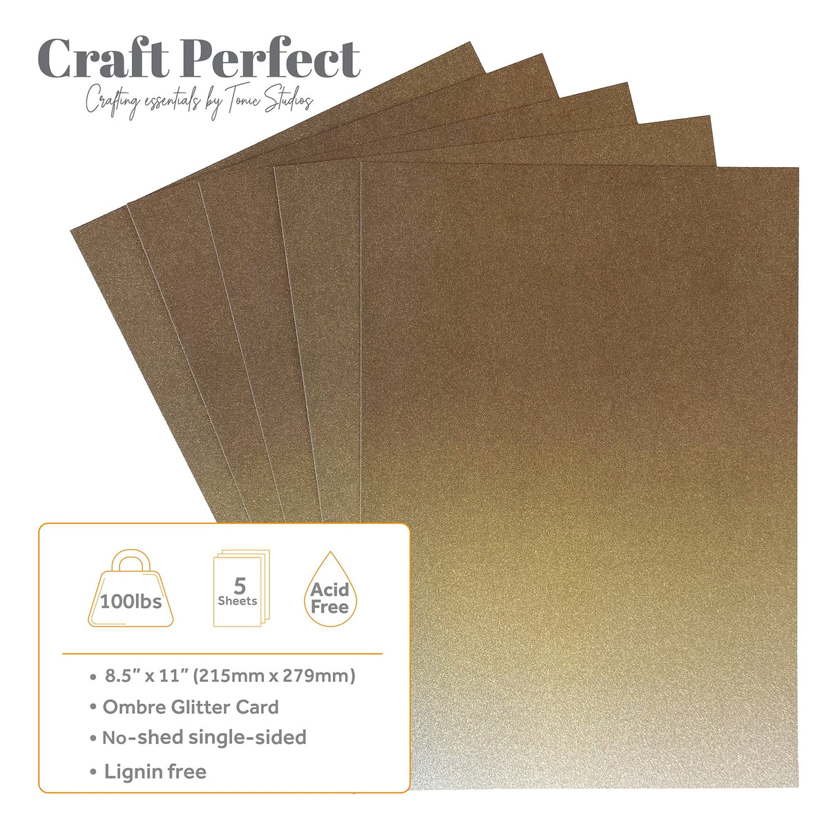 Craft Perfect Glitter Ombre Cardstock Pack - Oyster Luster