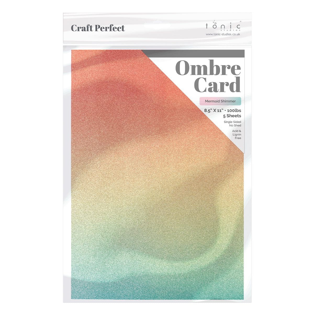Craft Perfect Glitter Ombre Cardstock Pack - Mermaid Shimmer