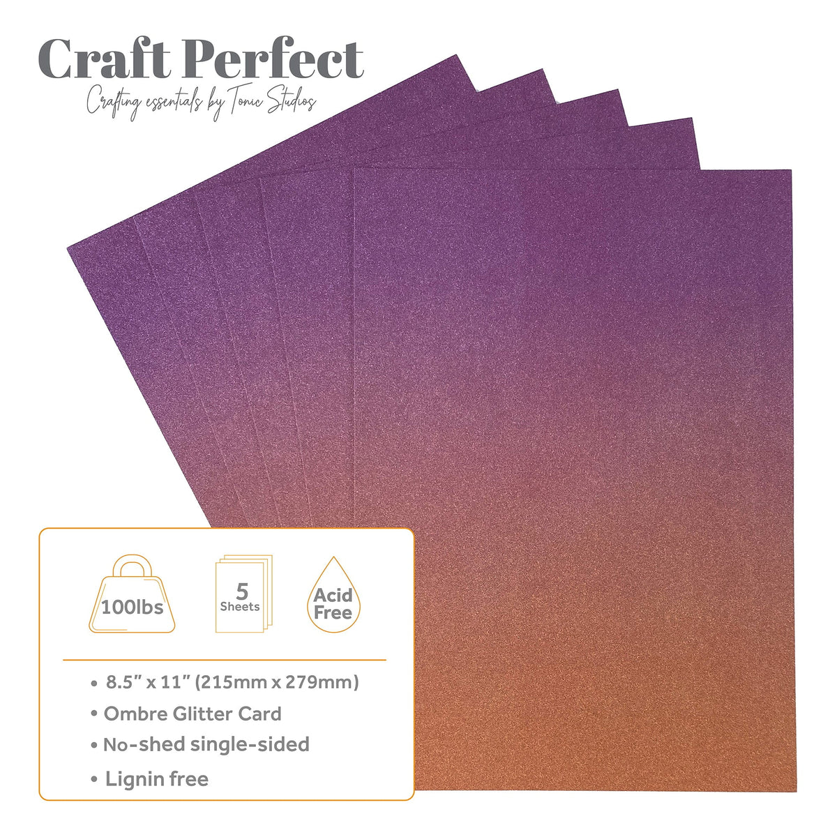 Craft Perfect Glitter Ombre Cardstock Pack - Arabian Nights