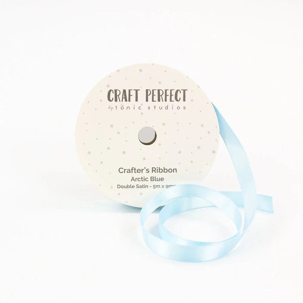 Craft Perfect Double Face Satin Ribbon 9mmX5m-Arctic Blue