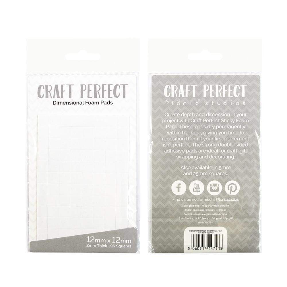 1/2" Dimensional Foam Adhesive Squares, White (96/pk) - 9751e