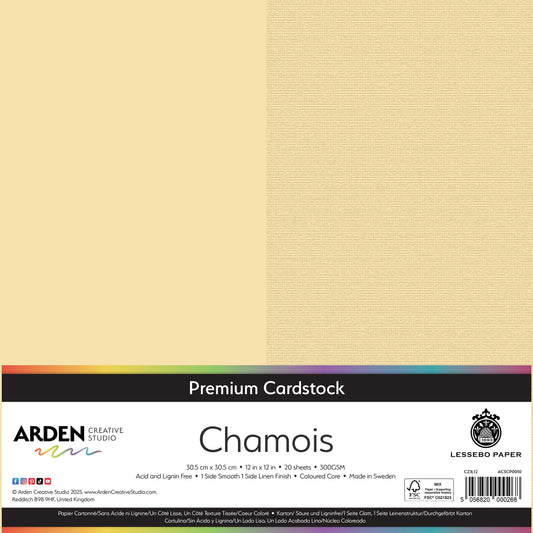 Arden Creative Studio Premium Cardstock 12in x 12in 300gsm 20 Pack - Chamois
