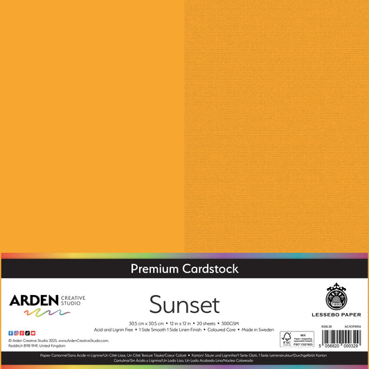 Arden Creative Studio Premium Cardstock 12in x 12in 300gsm 20 Pack - Sunset