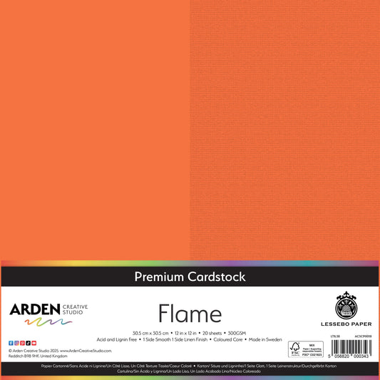 Arden Creative Studio Premium Cardstock 12in x 12in 300gsm 20 Pack - Flame