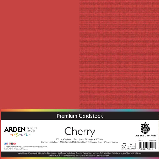 Arden Creative Studio Premium Cardstock 12in x 12in 300gsm 20 Pack - Cherry